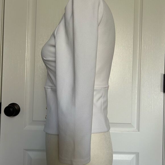 Express Women’s White Top Gold Accents Side Zipper Size Extra Small Stretch - Picture 3 of 11